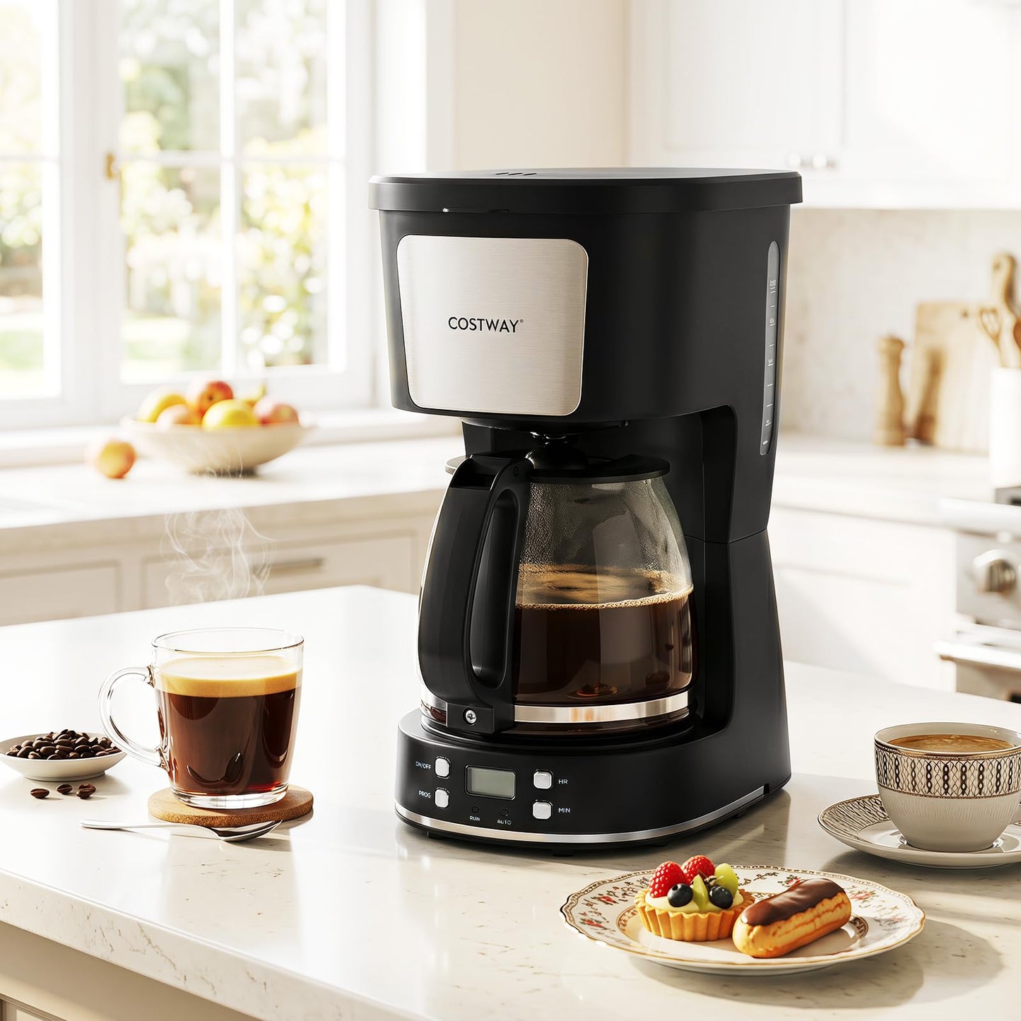 1.5L Filter Coffee Machine, Drip Coffee Maker with Reusable Filter