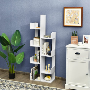 Giantex 8-Tier Tree Bookshelf Wooden Bookcase Storage Shelving Unit with Anti-Toppling Device