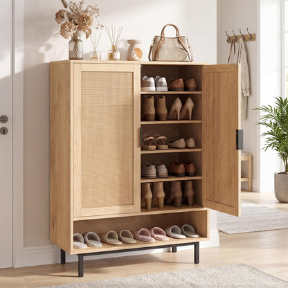 108CM Tall Shoe Cabinet 6-Tier with 2 Doors and Adjustable Shelves