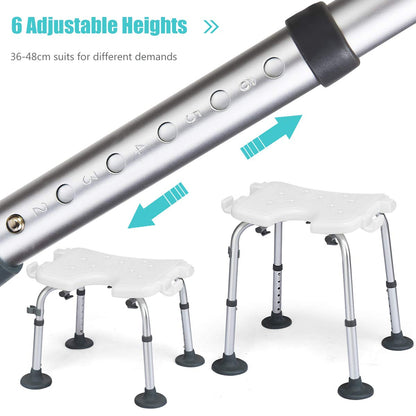 Height Adjustable Tub Shower Seat with U-Shaped Seat and Shower Buckle