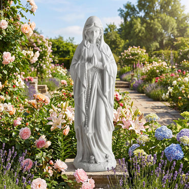 Garden Statue, Tall Virgin Mary/St. Francis Statue, Indoor Outdoor Religious Sculpture Art Decoration