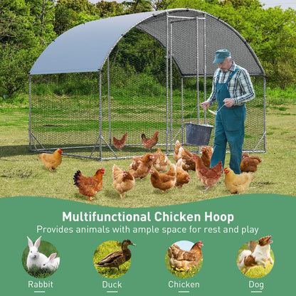 Round-Shaped Walk In Chicken Coop with Waterproof and Sun Protection Cover