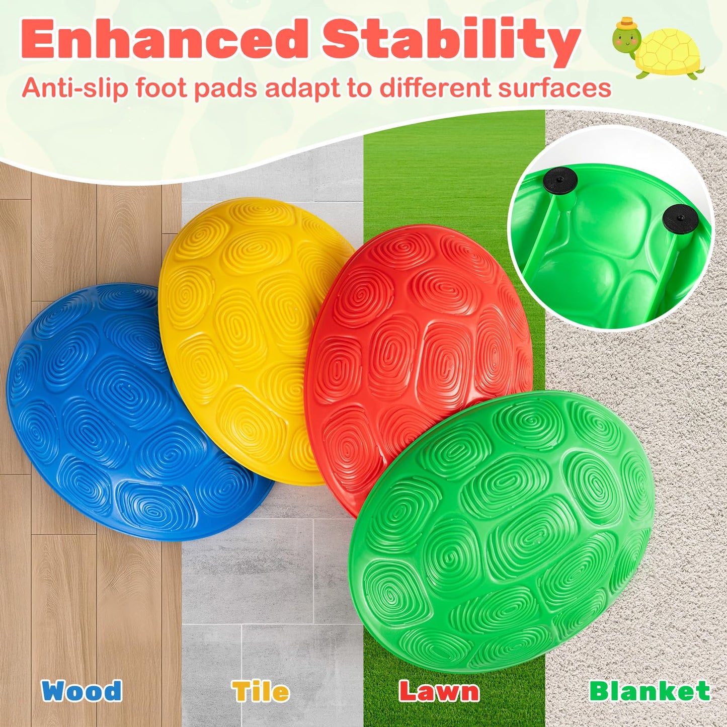 8 Pieces Non-Slip Toddler Stepping Stones for Kids Aged 3+