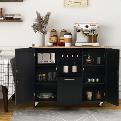 Drop-Leaf Kitchen Island on Wheels, Rolling Storage Trolley Cart