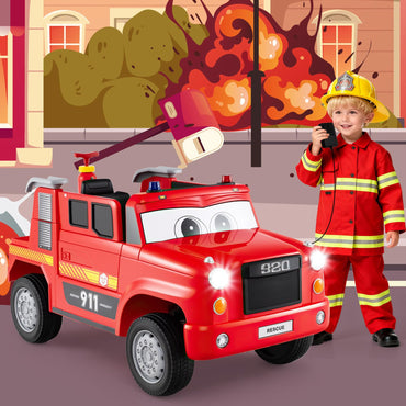 12V Ride on Fire Truck, Kids Electric Car with Remote Control