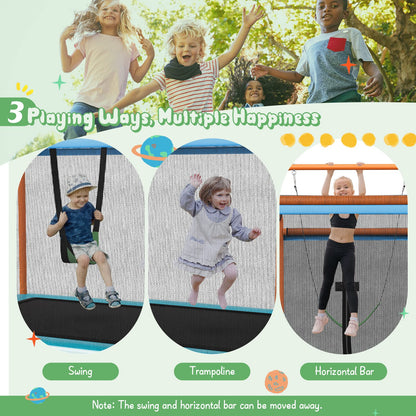 3-in-1 Rectangle Trampoline with Enclosure Net