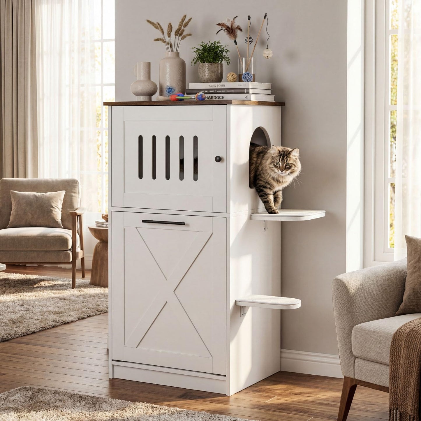Cat Litter Box Enclosure Furniture Hidden Litter Box for Kitten