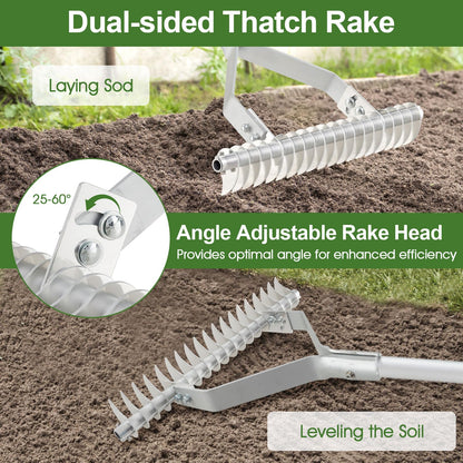 178 cm Aluminum Garden Thatch Rake