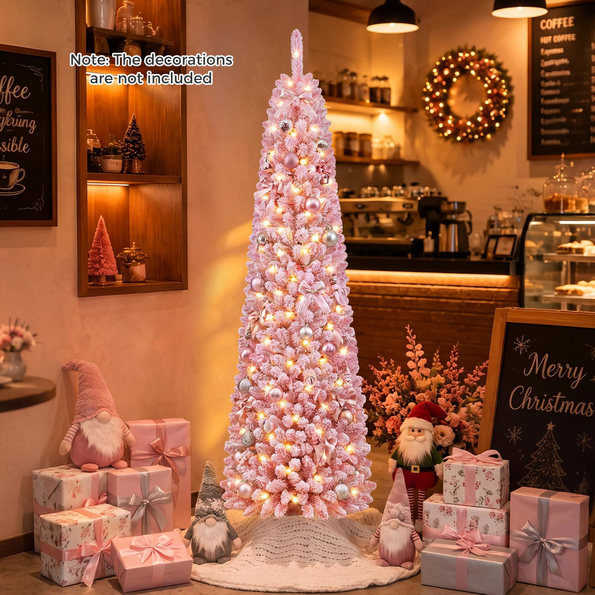 Pre-Lit Artificial Christmas Tree, Slim Pencil Xmas Tree