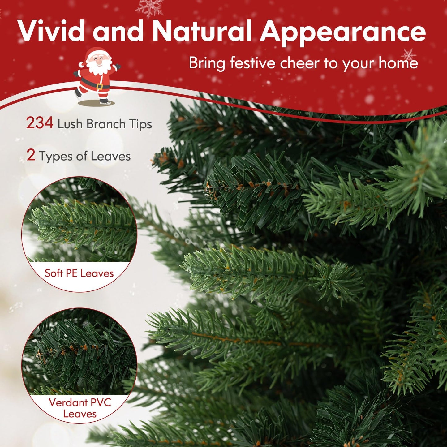 24 Inch Artificial Xmas Tree Tabletop Christmas Tree with 234 PE PVC Branch Tips