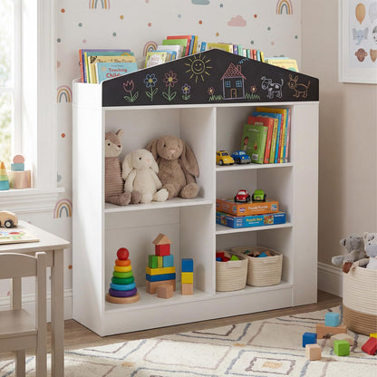 Wooden Book & Toy Storage Organizer, House Shaped Children Bookcase