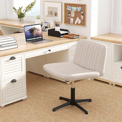 Armless Office Chair, Cross Legged Desk Chair with Wide Seat