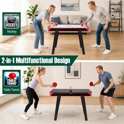 2-in-1 Multi-Game Table with Air Hockey and Table Tennis Top for Kids and Adults