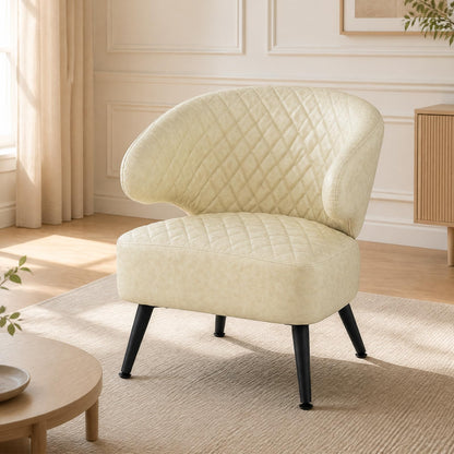 Mid Century Accent Chair Comfy PU Leather Upholstered Armchair