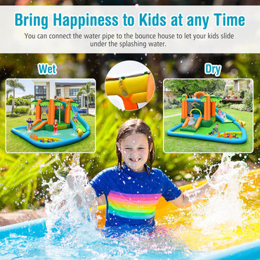 Kids Bouncy Castle with Dual Slides and Splash Pool for Outdoor Indoor Play