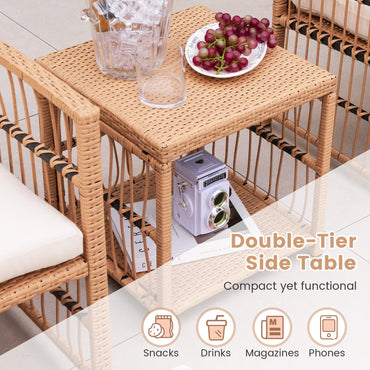 5-Piece Garden Rattan Furniture Set with Cushions