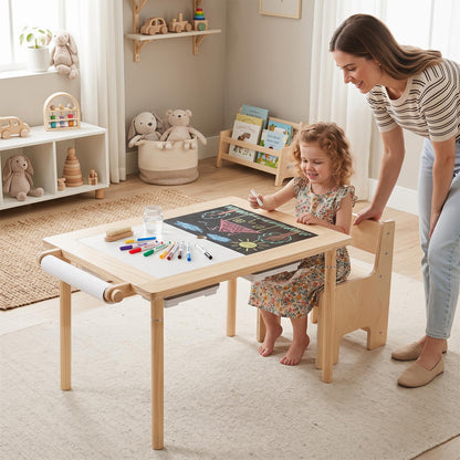 Sensory Table Set Kids Activity Table and Chair Set with Adjustable Height