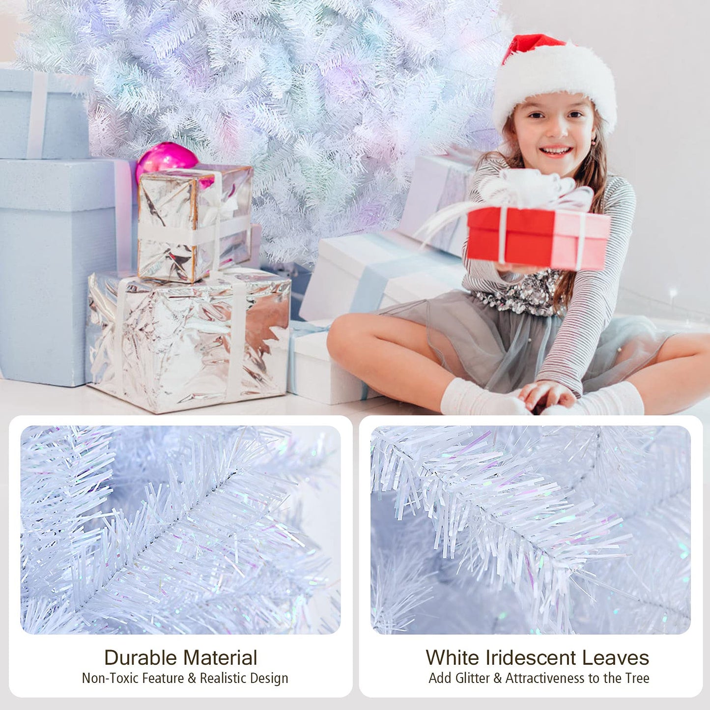 150CM White Hinged Artificial Christmas Tree with 792 Tips
