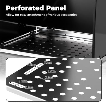 Galvanized Metal Work Table with Perforated Panel