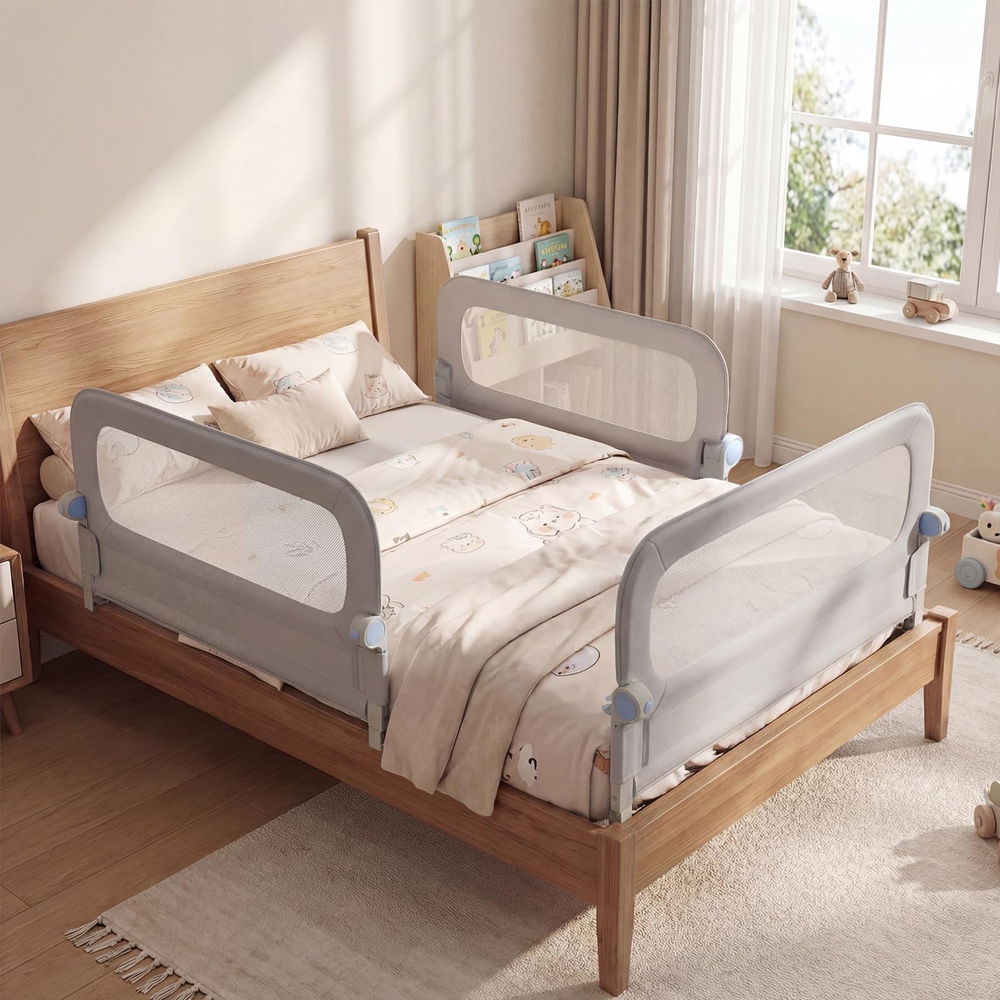 80/120/148/178/198 cm Long Adjustable Baby Bed Rail Guard with Extra Buckle