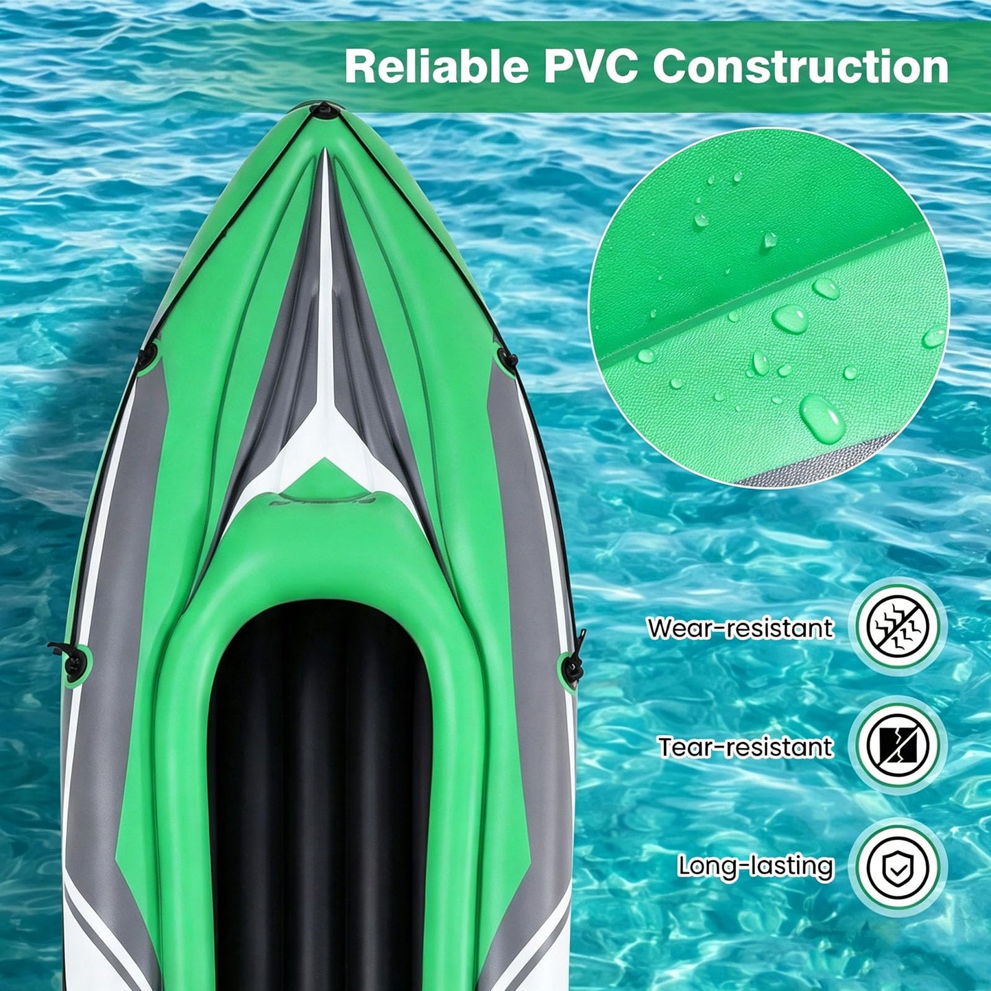 2 Person Inflatable Kayak, Portable Sit in Canoe with Removable Seats, Aluminum Paddles and Pump, Blow up Boat Set