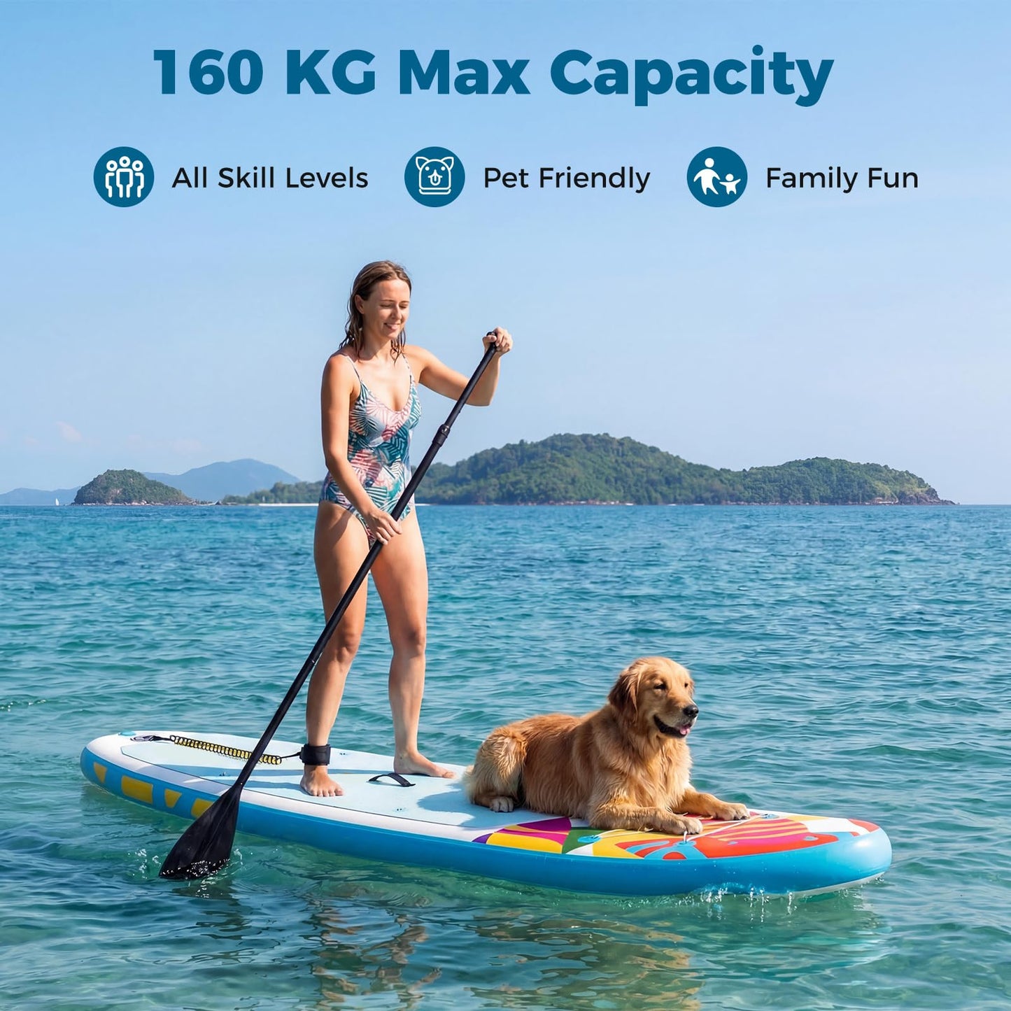 Inflatable Stand Up Paddle Board, 6" Thick SUP with Adjustable Aluminium Paddle