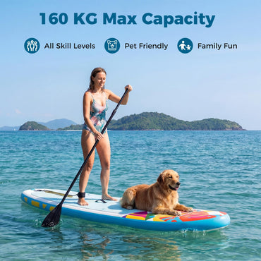 Inflatable Stand Up Paddle Board, 6" Thick SUP with Adjustable Aluminium Paddle
