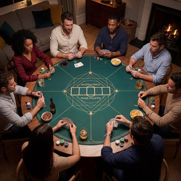 Round Poker Mat, 8 Player Foldable Texas Holdem Table Layout Mat