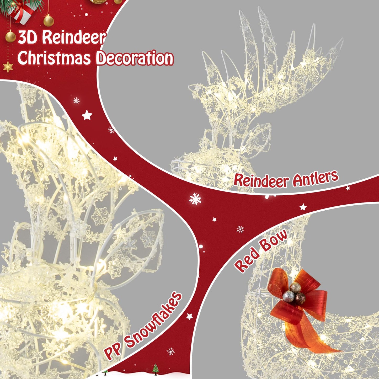 150 CM Pre-Lit Christmas Reindeer with 100 LED Lights