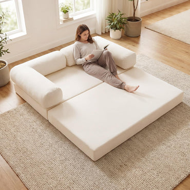 Folding Sofa Bed Double, 4-in-1 Convertible Sleeper Chair Futon Couch Bed