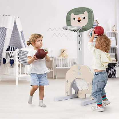 3-in-1 Basketball Hoop Set Stand with 5 Adjustable Height Levels