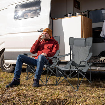 2 in 1 Portable Reclining Camp Chair with Detachable Footrest