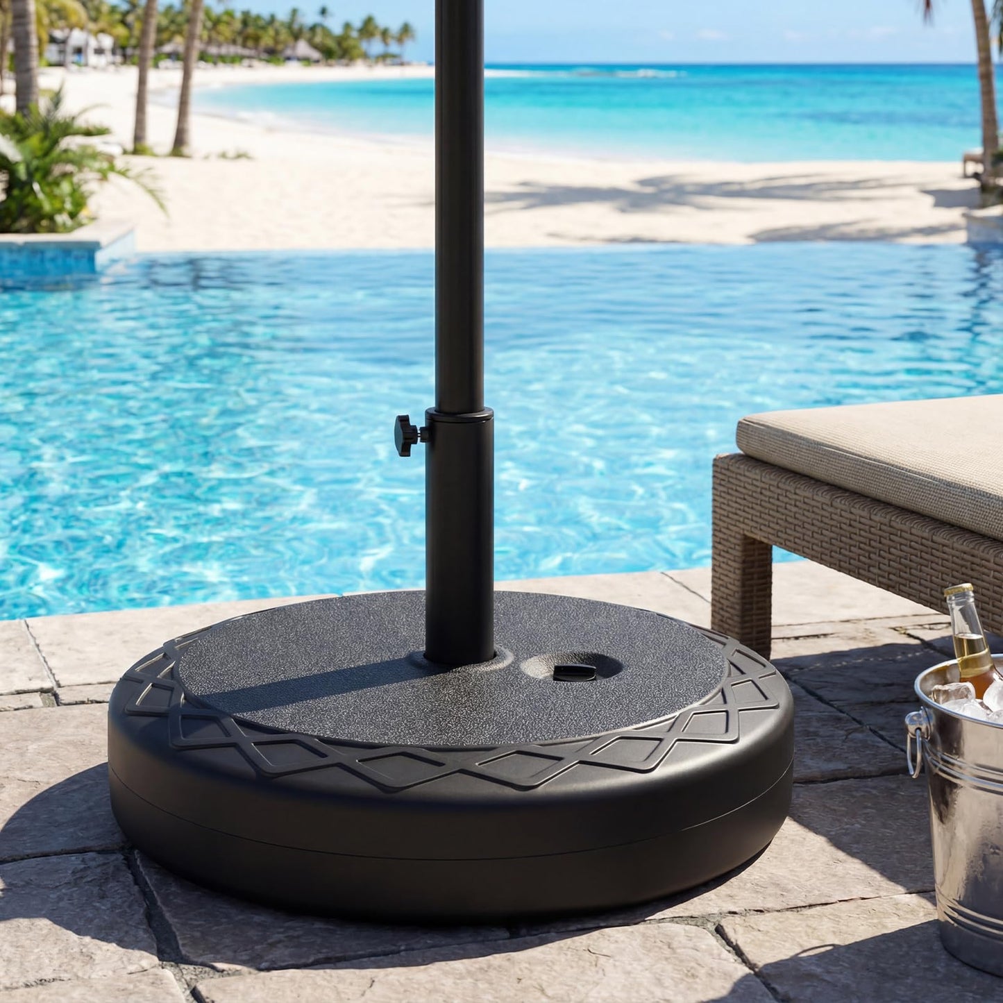Round Parasol Base, 30kg Water and Sand Fillable Patio Umbrella Holder