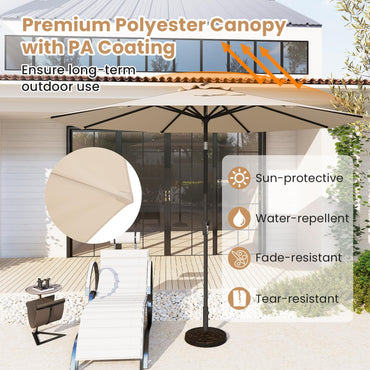 3M  Waterproof Garden Parasol with Tilt & Crank Handle