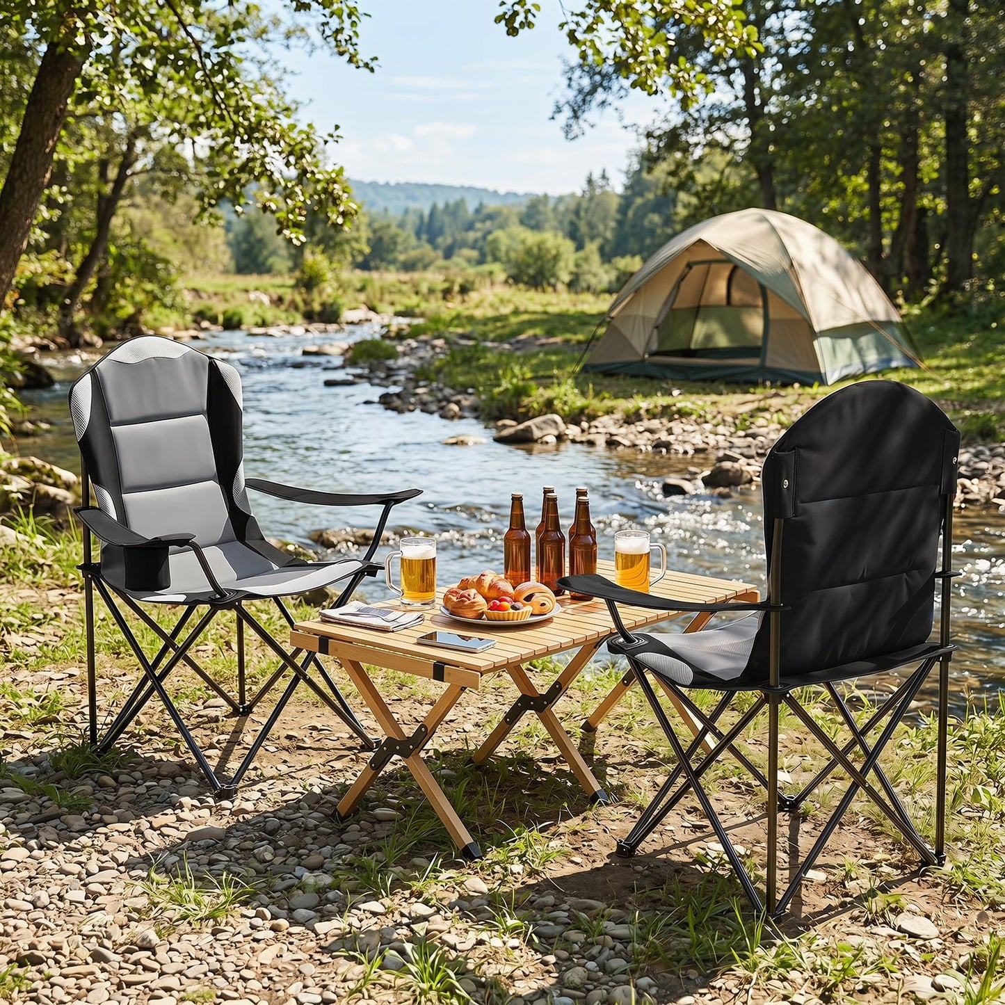 Pack Folding Camping Chair, Large Padded Chair