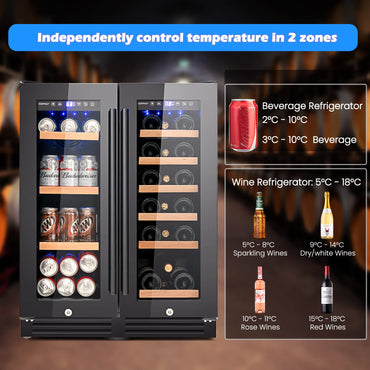 120L Dual Zone Wine Beverage Refrigerator