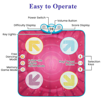 Fun Dance Mat with 8 Background Music and Adjustable Volume for Kids
