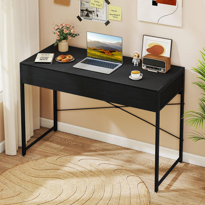 Computer Desk with 2 Drawers Vanity Table with Heavy-Duty Metal Frame