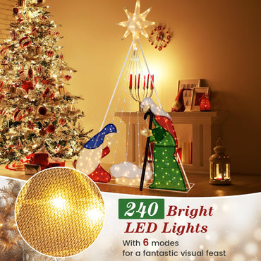 6 Feet Lighted Nativity Scene Holy Family Set Christmas Decoration
