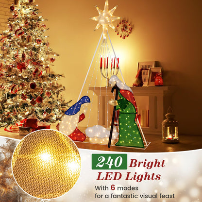 6 Feet Lighted Nativity Scene Holy Family Set Christmas Decoration