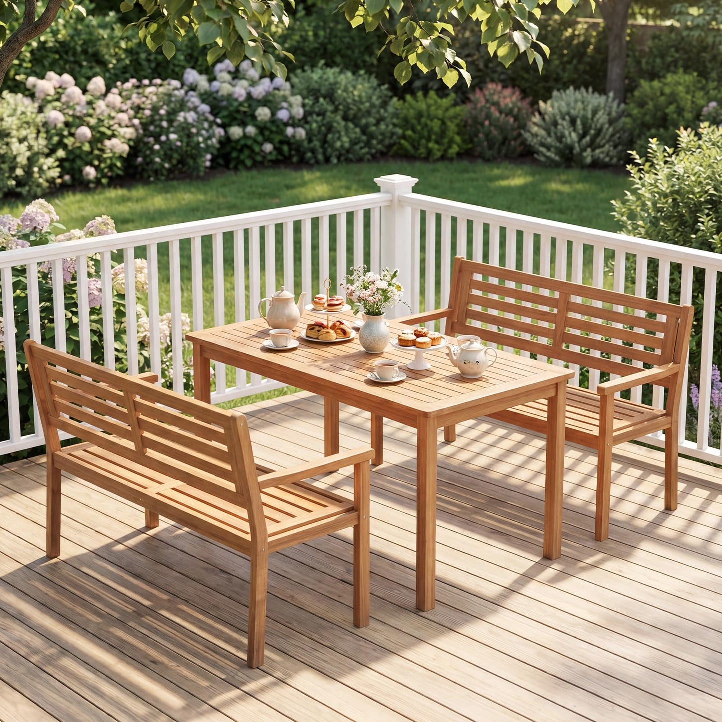 119 cm 2-Person Outdoor Loveseat Bench with Armrests and Backrest for Backyard