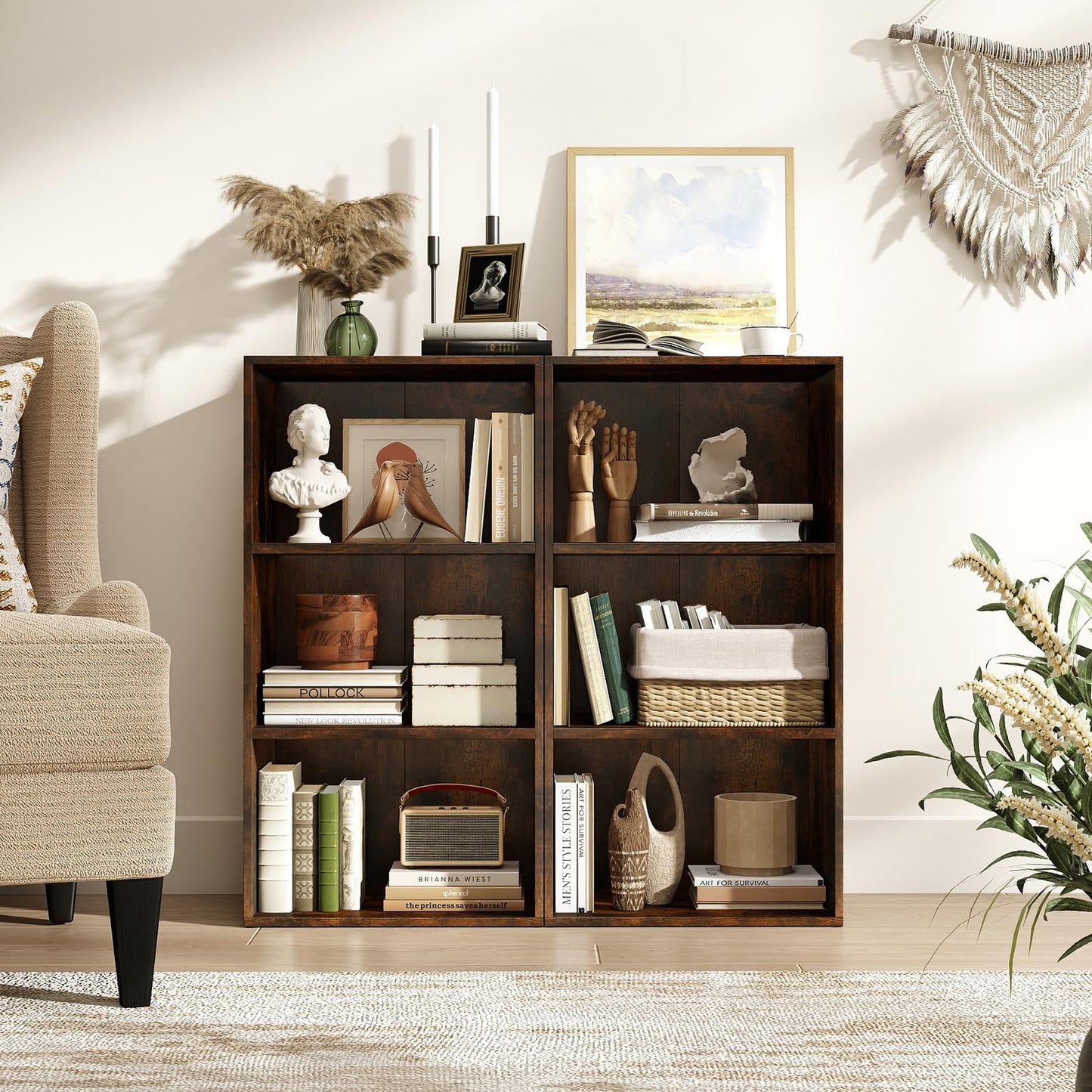 3-Tier Bookcase (42 x 29.5 x 80 cm,White) | Wooden Compact Storage Bookshelf