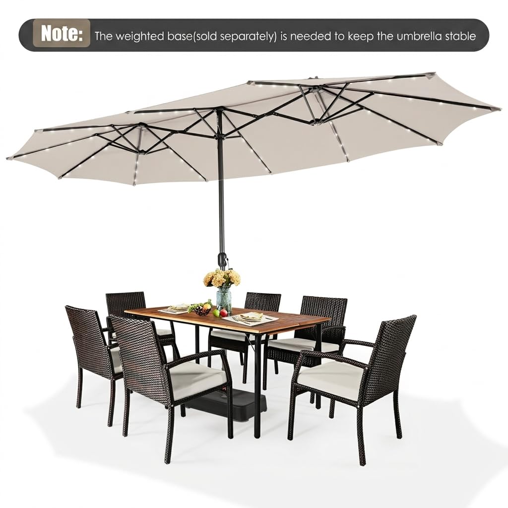4.5m Large Patio Umbrella with 48 Solar-Powered LED Lights