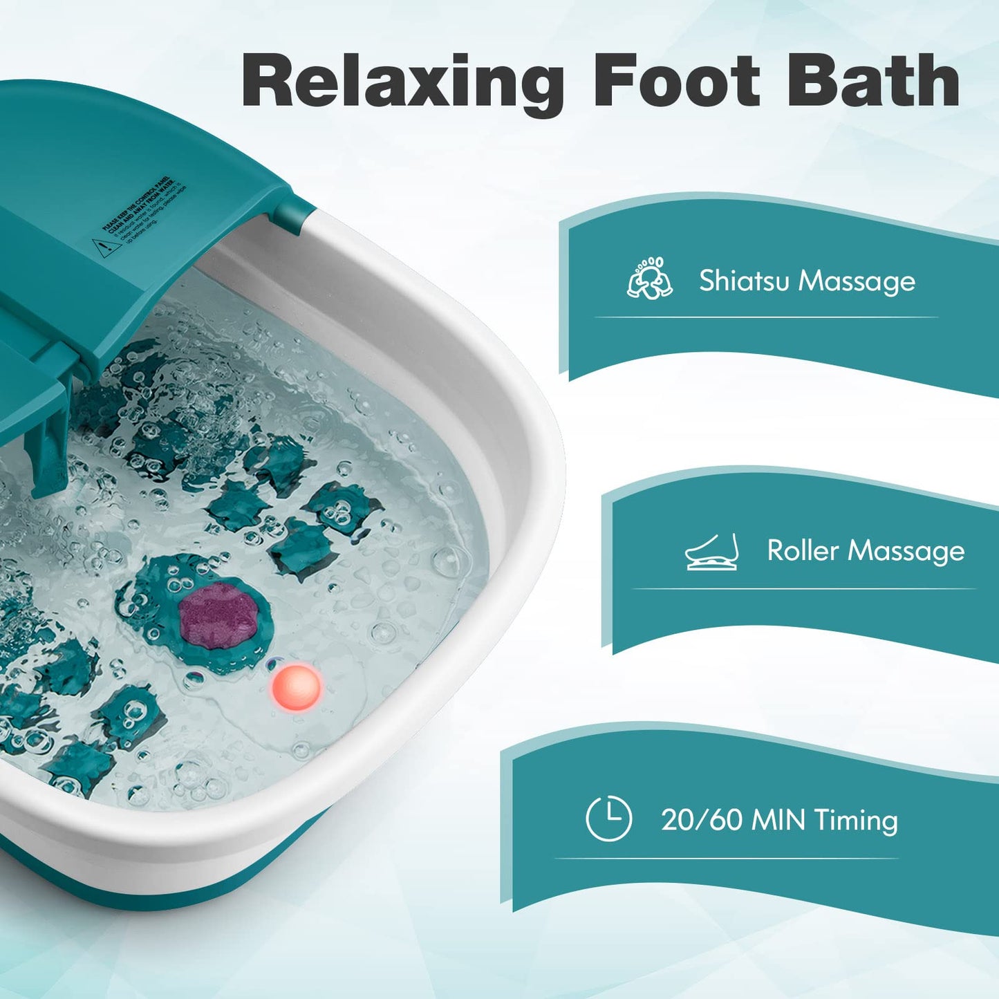 Foldable Heating Foot Soaker with Bubbles & Timing Function