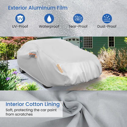 Car Cover for Automobiles Outdoor Full Cover with Cotton Lining Waterproof