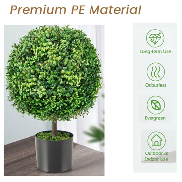 Set of 2 Artificial Boxwood Ball Topiary Trees for Home Office