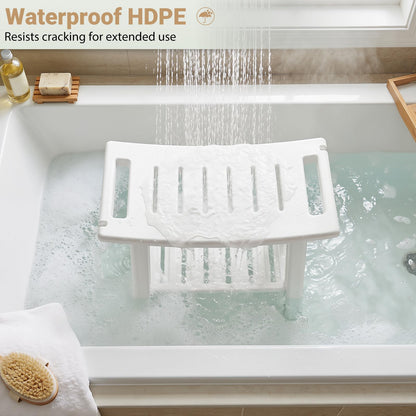 Shower Bench, HDPE Waterproof Bathroom Stool Seat for Inside Shower | Shelf, Handles, Shower Head Holders