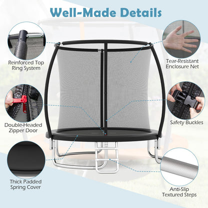 244 cm Trampoline with Safety Enclosure Net and Ladder