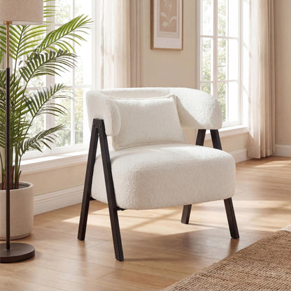 Barrel Accent Chair Upholstered Armchair with Lumbar Pillow