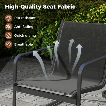 3-Piece Patio Bistro Set with Tempered Glass Table